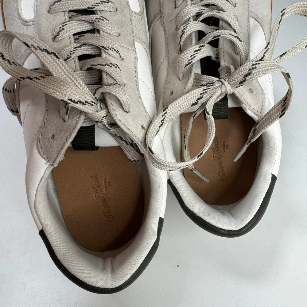 Universal Thread Womens Sz 8 White Grey Black Suede Trim Lace Up Sneakers